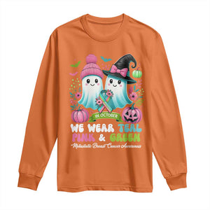 Metastatic Breast Cancer Awareness Ghost Long Sleeve Shirt Halloween Green Teal Pink Ribbon TS10 Orange Print Your Wear