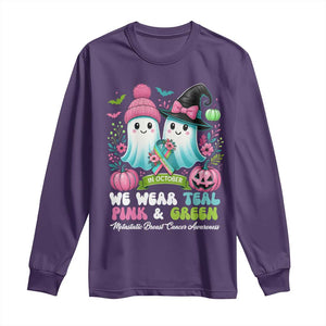 Metastatic Breast Cancer Awareness Ghost Long Sleeve Shirt Halloween Green Teal Pink Ribbon TS10 Purple Print Your Wear