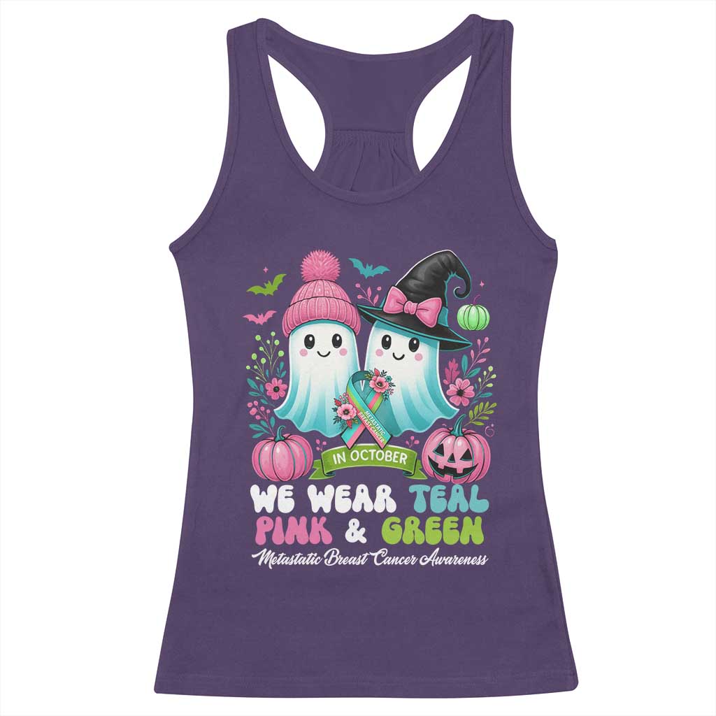 Metastatic Breast Cancer Awareness Ghost Racerback Tank Top Halloween Green Teal Pink Ribbon TS10 Purple Print Your Wear