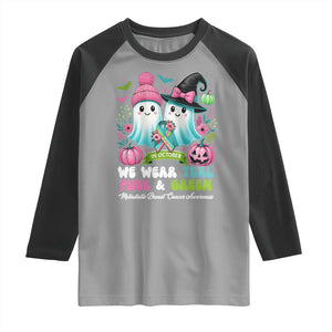 Metastatic Breast Cancer Awareness Ghost Raglan Shirt Halloween Green Teal Pink Ribbon TS10 Sport Gray Black Print Your Wear