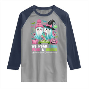 Metastatic Breast Cancer Awareness Ghost Raglan Shirt Halloween Green Teal Pink Ribbon TS10 Sport Gray Navy Print Your Wear