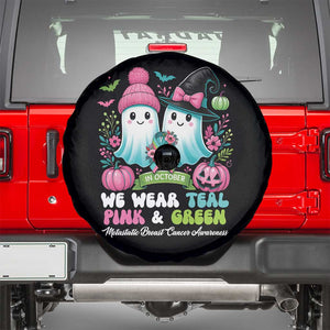 Metastatic Breast Cancer Awareness Ghost Spare Tire Cover Halloween Green Teal Pink Ribbon TS10 Black Print Your Wear