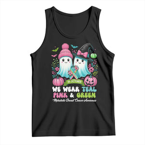 Metastatic Breast Cancer Awareness Ghost Tank Top Halloween Green Teal Pink Ribbon TS10 Black Print Your Wear