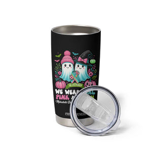 Metastatic Breast Cancer Awareness Ghost Tumbler Cup Halloween Green Teal Pink Ribbon TS10 Print Your Wear