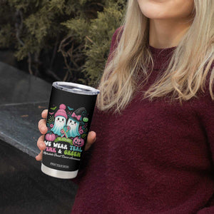 Metastatic Breast Cancer Awareness Ghost Tumbler Cup Halloween Green Teal Pink Ribbon TS10 Print Your Wear