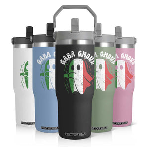 Gabagool Ghost Italian Flip Straw Tumbler Funny Halloween Costume Gaba Ghoul Pun TS10 Print Your Wear