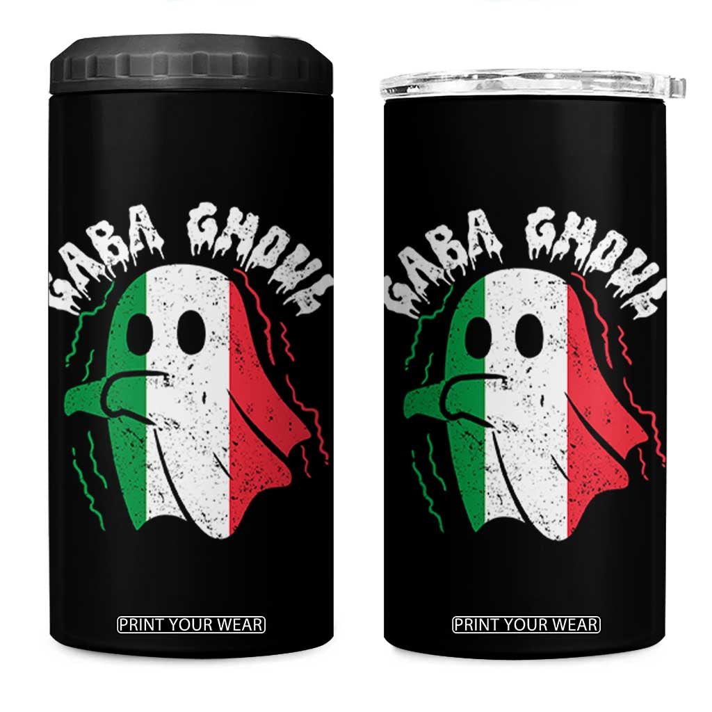 Gabagool Ghost Italian 4 in 1 Can Cooler Tumbler Funny Halloween Costume Gaba Ghoul Pun - Print Your Wear