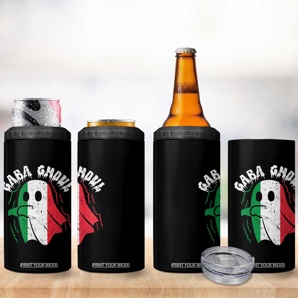 Gabagool Ghost Italian 4 in 1 Can Cooler Tumbler Funny Halloween Costume Gaba Ghoul Pun TS10 Print Your Wear