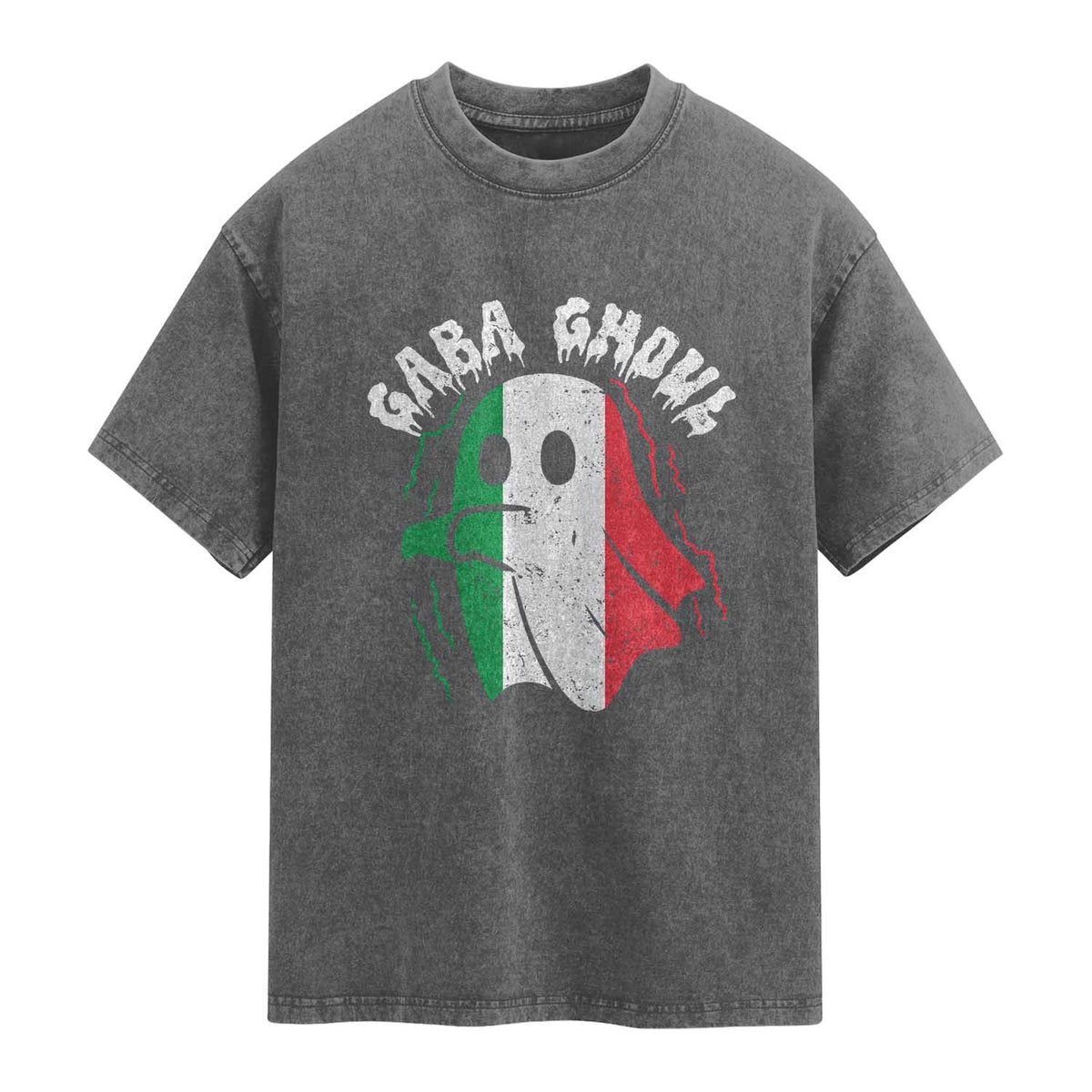 Gabagool Ghost Italian Washed Cotton T-Shirt Funny Halloween Costume Gaba Ghoul Pun