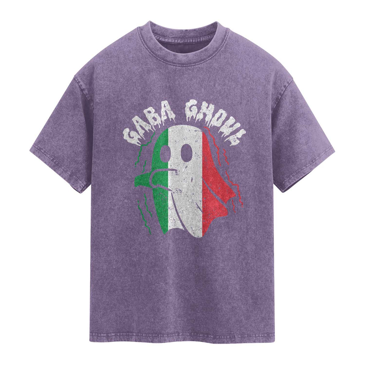 Gabagool Ghost Italian Washed Cotton T-Shirt Funny Halloween Costume Gaba Ghoul Pun