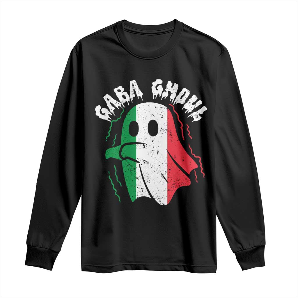 Gabagool Ghost Italian Long Sleeve Shirt Funny Halloween Costume Gaba Ghoul Pun TS10 Black Print Your Wear