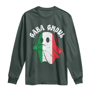 Gabagool Ghost Italian Long Sleeve Shirt Funny Halloween Costume Gaba Ghoul Pun TS10 Dark Forest Green Print Your Wear