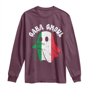 Gabagool Ghost Italian Long Sleeve Shirt Funny Halloween Costume Gaba Ghoul Pun TS10 Maroon Print Your Wear