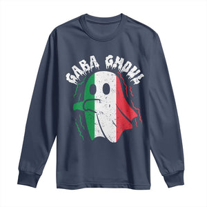 Gabagool Ghost Italian Long Sleeve Shirt Funny Halloween Costume Gaba Ghoul Pun TS10 Navy Print Your Wear