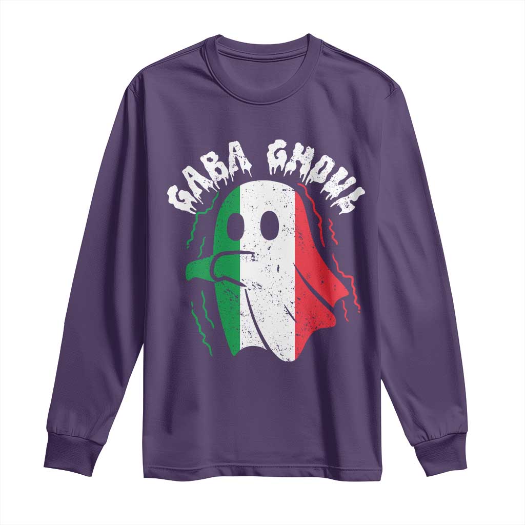 Gabagool Ghost Italian Long Sleeve Shirt Funny Halloween Costume Gaba Ghoul Pun TS10 Purple Print Your Wear