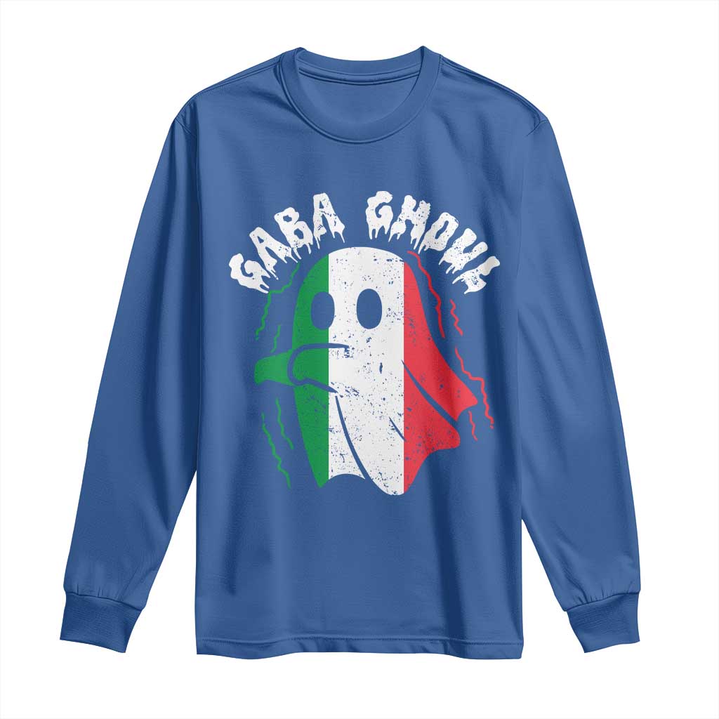 Gabagool Ghost Italian Long Sleeve Shirt Funny Halloween Costume Gaba Ghoul Pun TS10 Royal Blue Print Your Wear