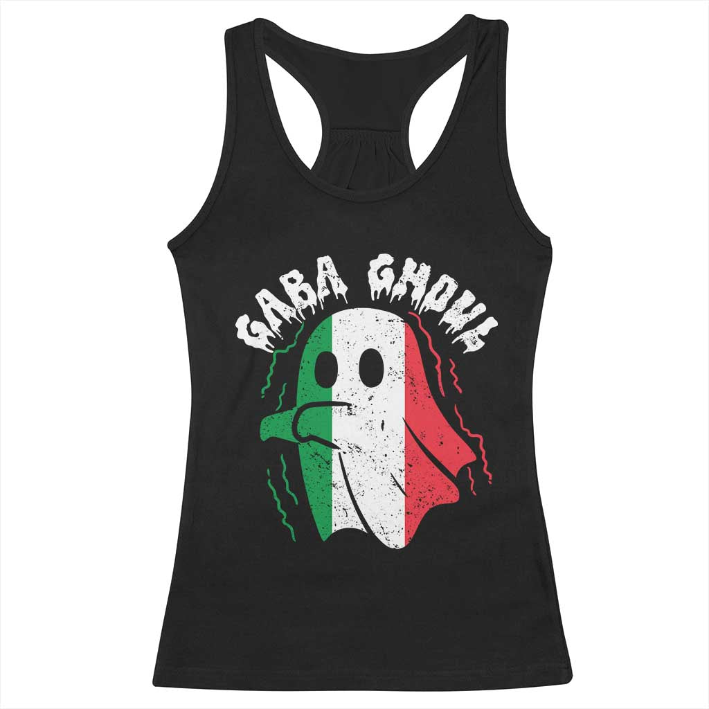 Gabagool Ghost Italian Racerback Tank Top Funny Halloween Costume Gaba Ghoul Pun TS10 Black Print Your Wear