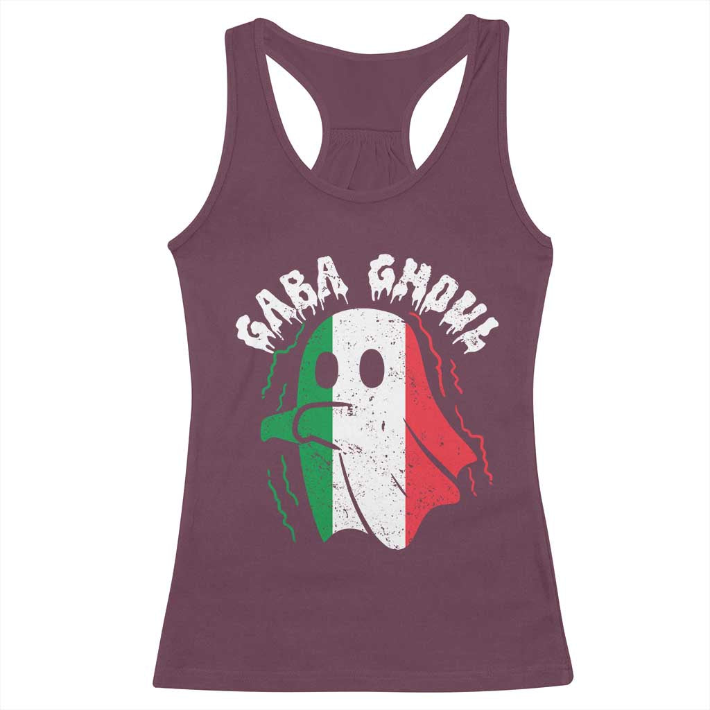 Gabagool Ghost Italian Racerback Tank Top Funny Halloween Costume Gaba Ghoul Pun TS10 Maroon Print Your Wear
