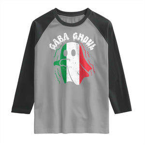 Gabagool Ghost Italian Raglan Shirt Funny Halloween Costume Gaba Ghoul Pun TS10 Sport Gray Black Print Your Wear