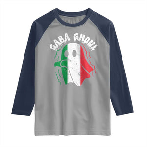Gabagool Ghost Italian Raglan Shirt Funny Halloween Costume Gaba Ghoul Pun TS10 Sport Gray Navy Print Your Wear