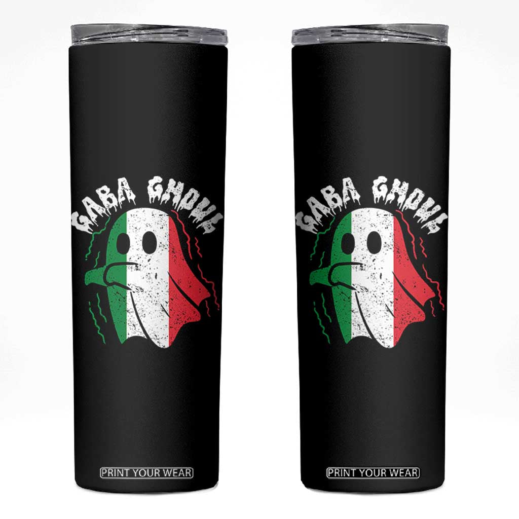 Gabagool Ghost Italian Skinny Tumbler Funny Halloween Costume Gaba Ghoul Pun TS10 Black Print Your Wear