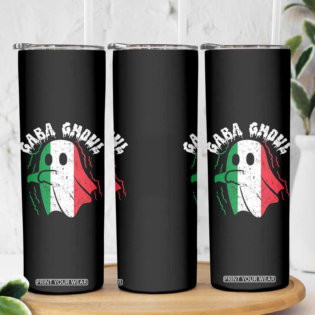 Gabagool Ghost Italian Skinny Tumbler Funny Halloween Costume Gaba Ghoul Pun - Print Your Wear