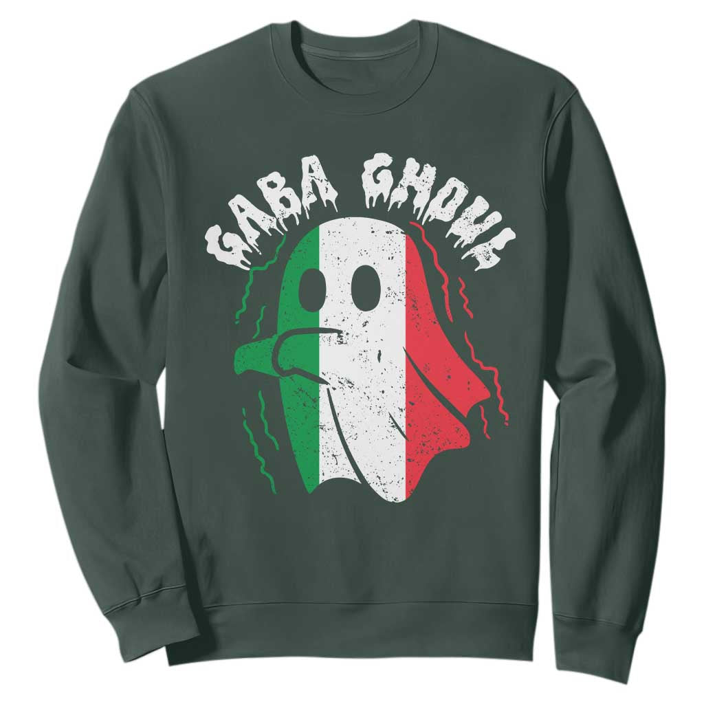 Gabagool Ghost Italian Sweatshirt Funny Halloween Costume Gaba Ghoul Pun TS10 Dark Forest Green Print Your Wear