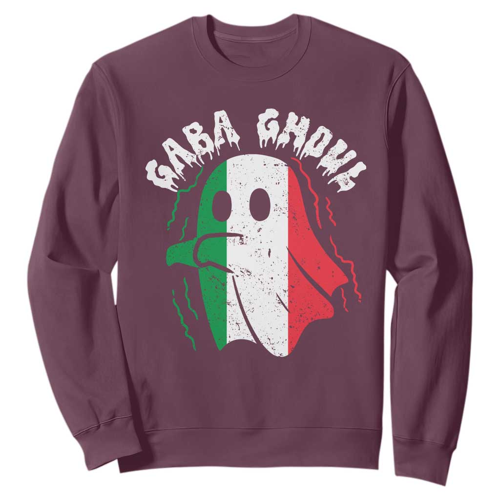 Gabagool Ghost Italian Sweatshirt Funny Halloween Costume Gaba Ghoul Pun TS10 Maroon Print Your Wear