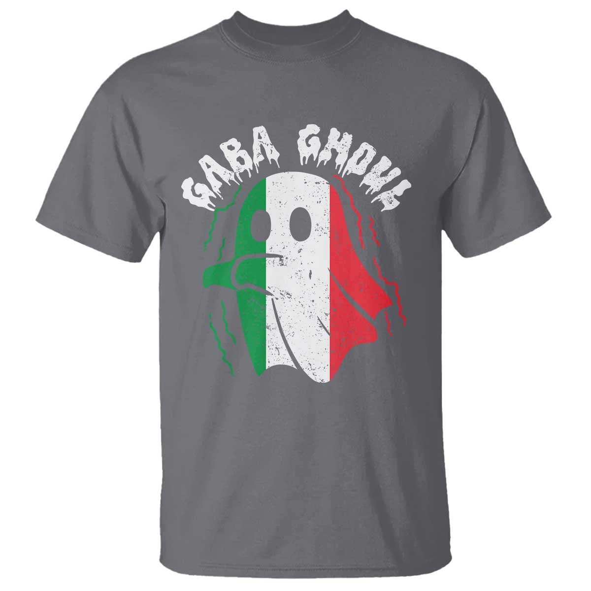 Gabagool Ghost Italian T Shirt Funny Halloween Costume Gaba Ghoul Pun TS10 Charcoal Print Your Wear