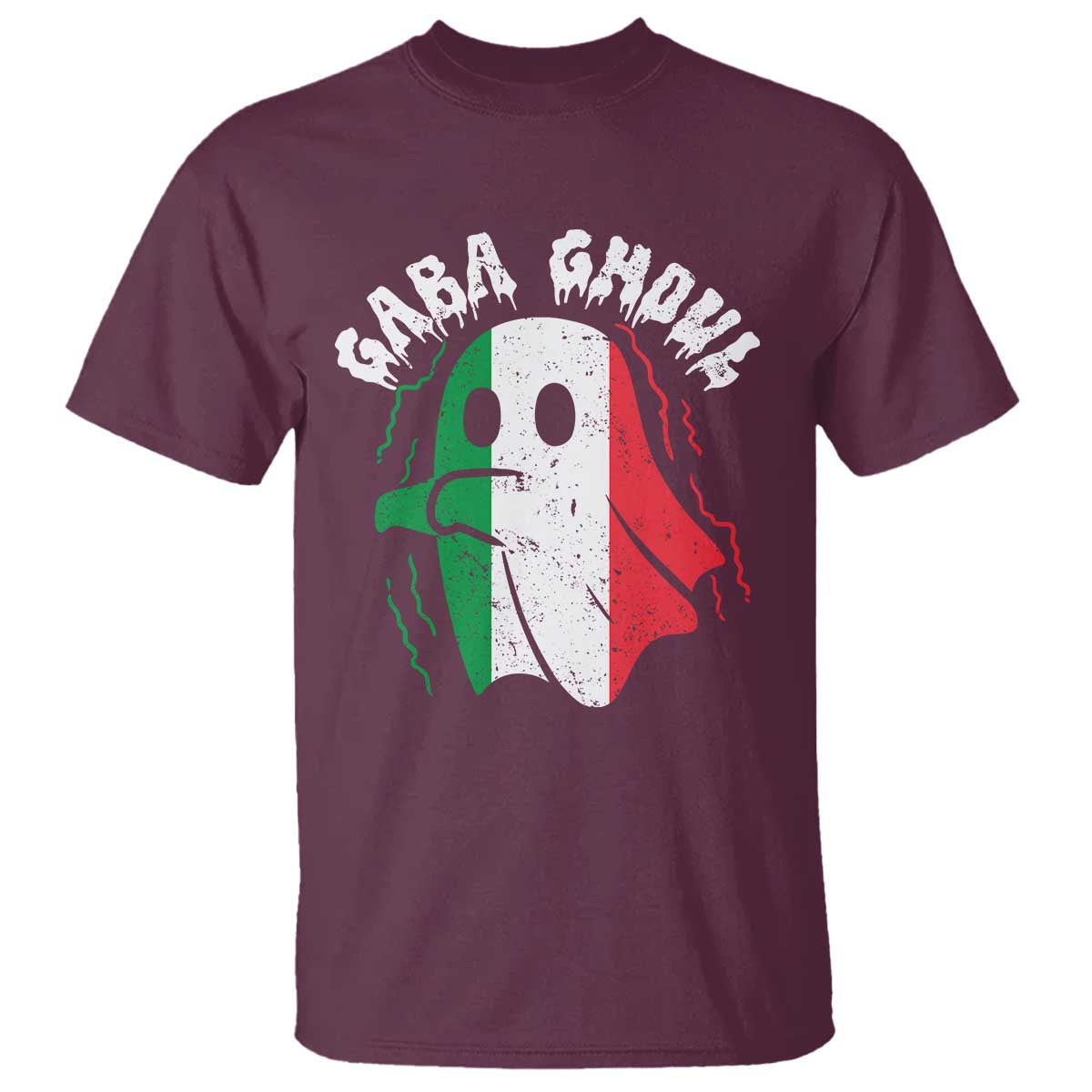 Gabagool Ghost Italian T Shirt Funny Halloween Costume Gaba Ghoul Pun TS10 Maroon Print Your Wear