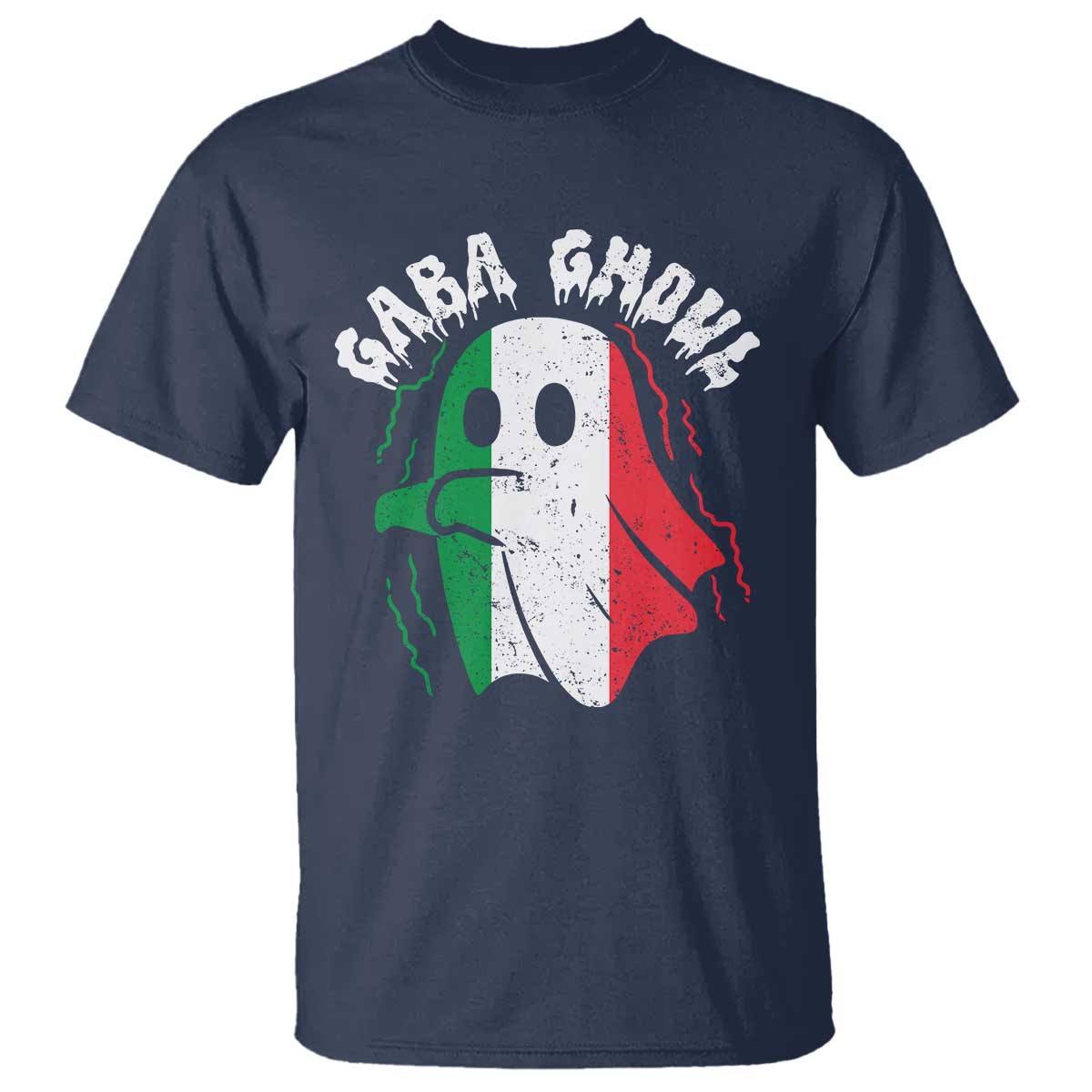 Gabagool Ghost Italian T Shirt Funny Halloween Costume Gaba Ghoul Pun TS10 Navy Print Your Wear