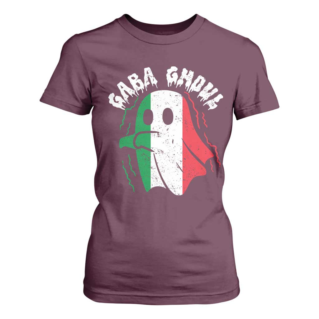 Gabagool Ghost Italian T Shirt For Women Funny Halloween Costume Gaba Ghoul Pun TS10 Maroon Print Your Wear