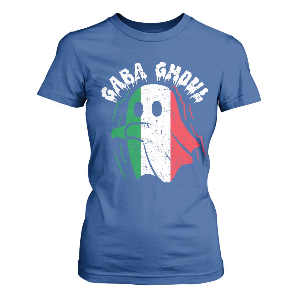 Gabagool Ghost Italian T Shirt For Women Funny Halloween Costume Gaba Ghoul Pun TS10 Royal Blue Print Your Wear