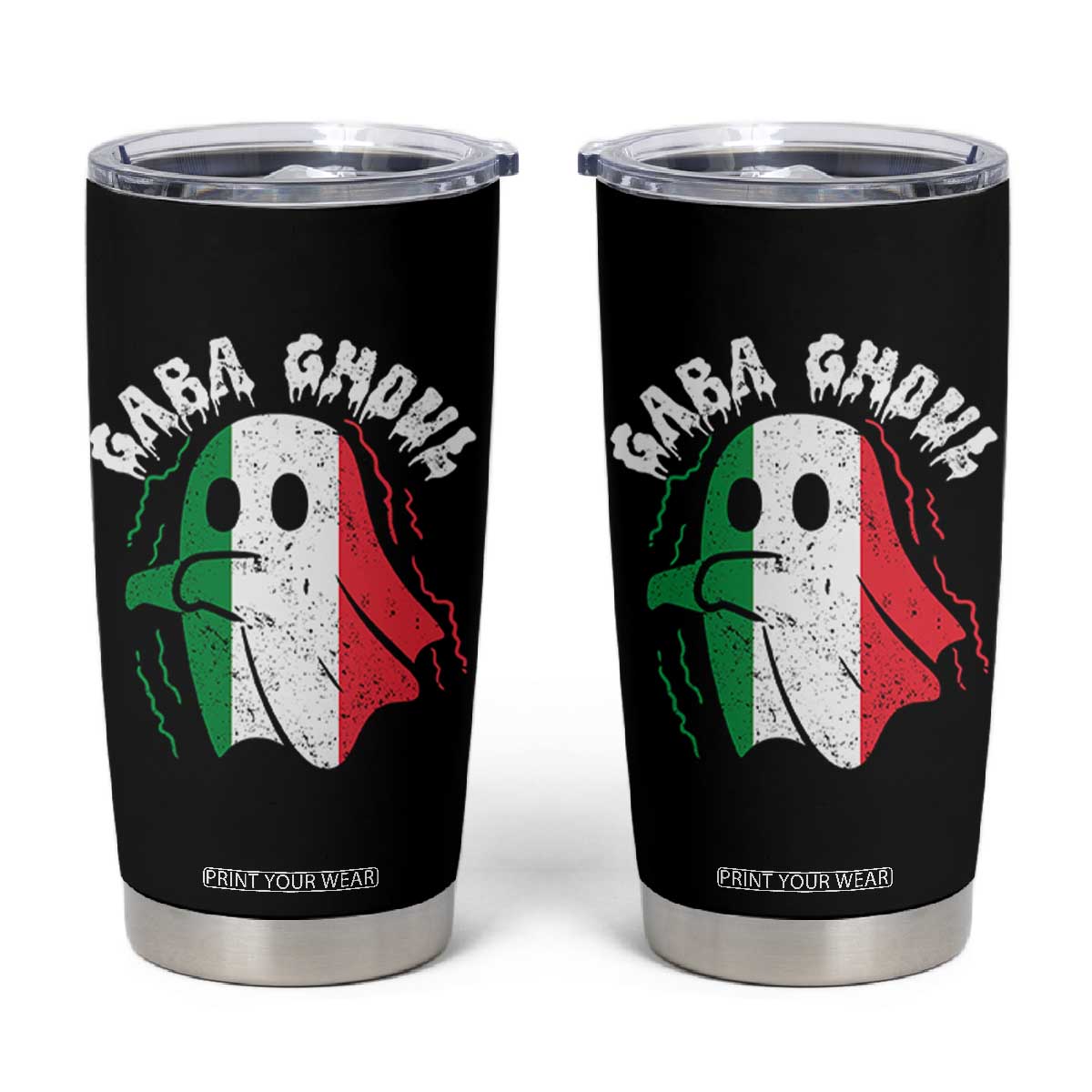 Gabagool Ghost Italian Tumbler Cup Funny Halloween Costume Gaba Ghoul Pun - Print Your Wear