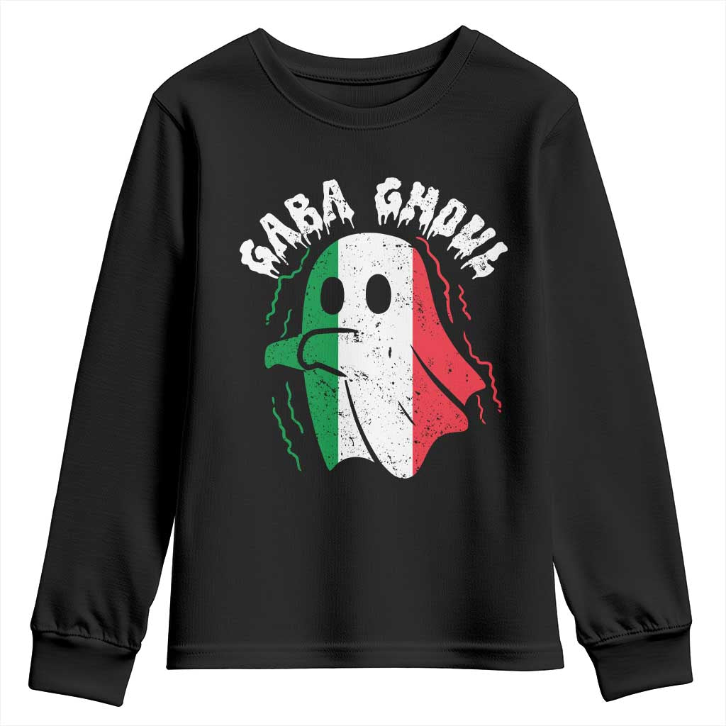 Gabagool Ghost Italian Youth Sweatshirt Funny Halloween Costume Gaba Ghoul Pun TS10 Black Print Your Wear