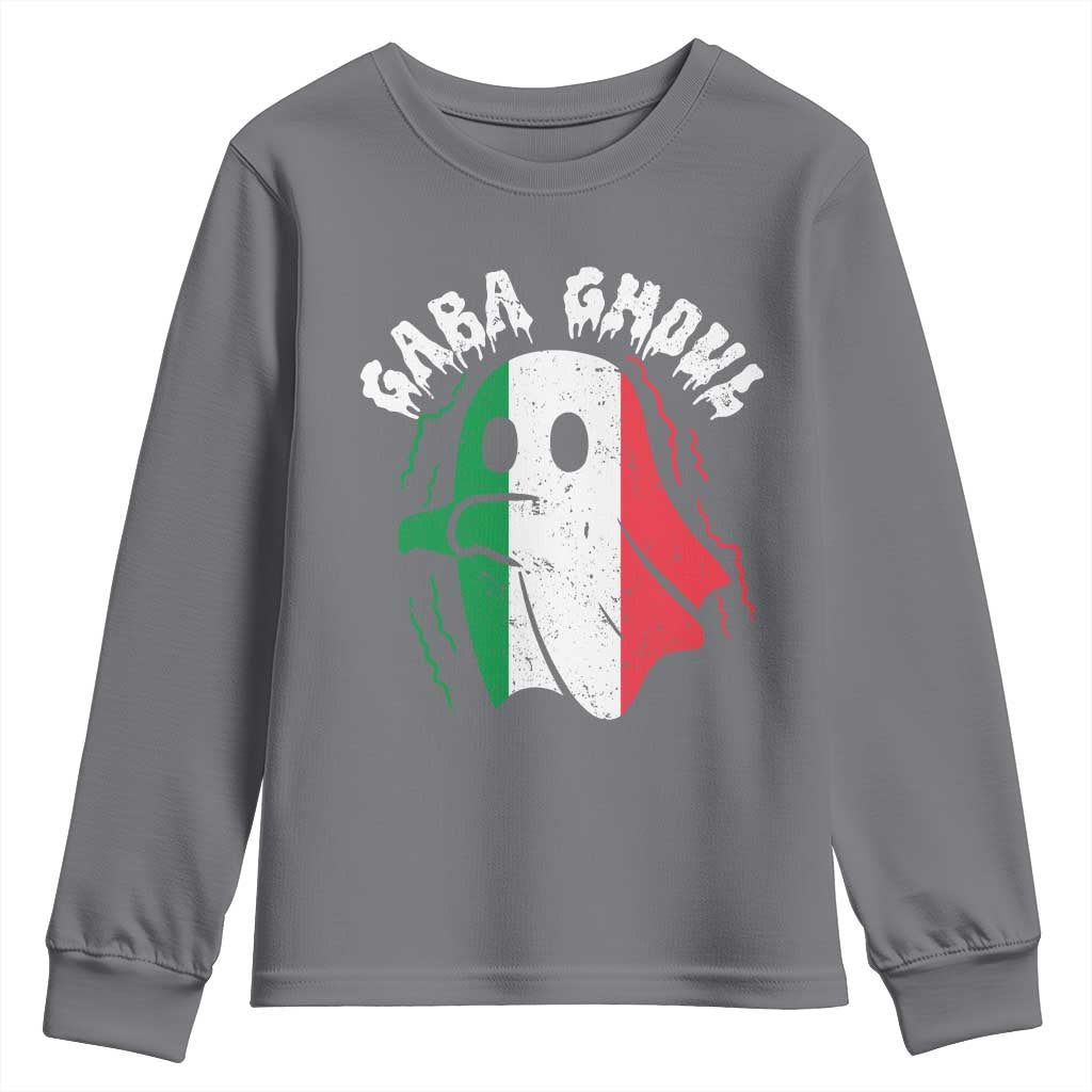 Gabagool Ghost Italian Youth Sweatshirt Funny Halloween Costume Gaba Ghoul Pun TS10 Charcoal Print Your Wear