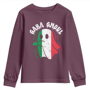 Gabagool Ghost Italian Youth Sweatshirt Funny Halloween Costume Gaba Ghoul Pun TS10 Maroon Print Your Wear