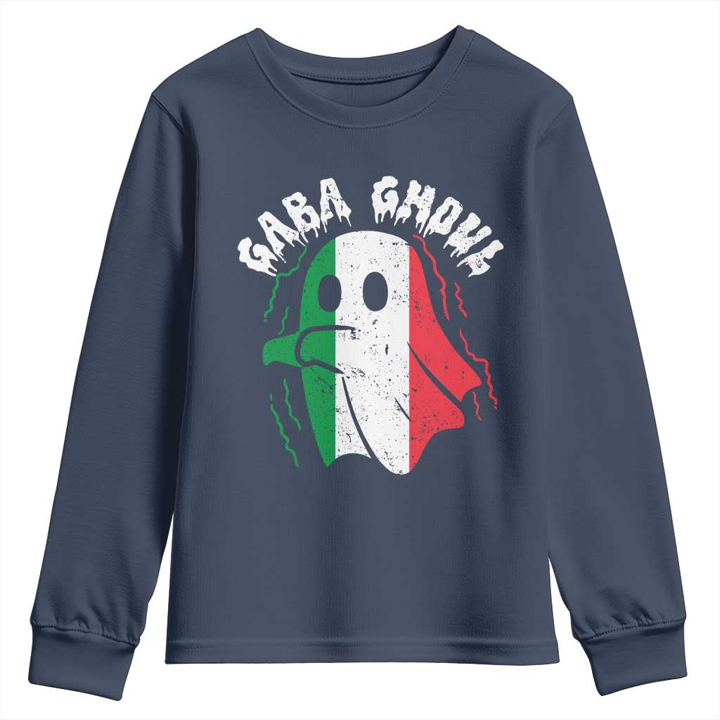 Gabagool Ghost Italian Youth Sweatshirt Funny Halloween Costume Gaba Ghoul Pun TS10 Navy Print Your Wear