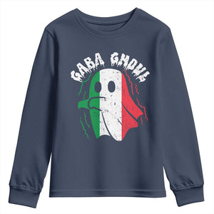 Gabagool Ghost Italian Youth Sweatshirt Funny Halloween Costume Gaba Ghoul Pun TS10 Navy Print Your Wear