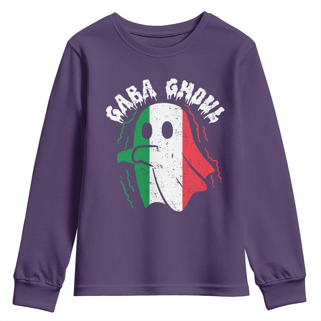Gabagool Ghost Italian Youth Sweatshirt Funny Halloween Costume Gaba Ghoul Pun TS10 Purple Print Your Wear