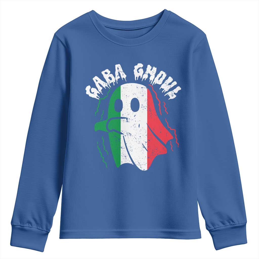 Gabagool Ghost Italian Youth Sweatshirt Funny Halloween Costume Gaba Ghoul Pun TS10 Royal Blue Print Your Wear