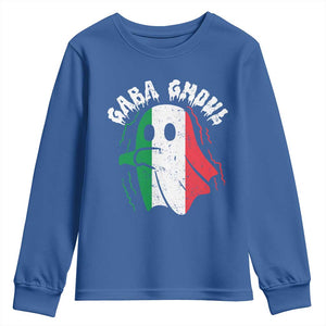 Gabagool Ghost Italian Youth Sweatshirt Funny Halloween Costume Gaba Ghoul Pun TS10 Royal Blue Print Your Wear