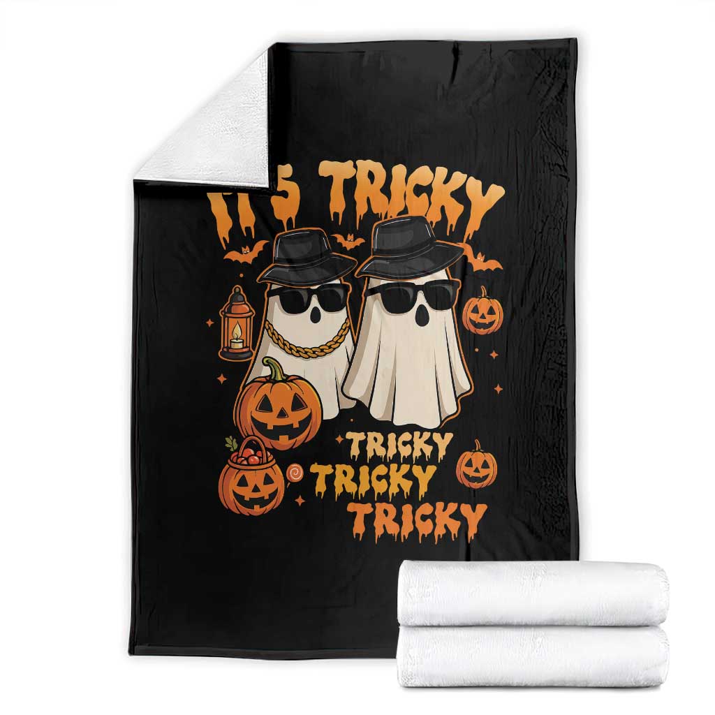 Funny Ghost Throw Blanket It's Tricky Tricky Tricky 90s Nostalgia Halloween Costume TS10 Black Print Your Wear