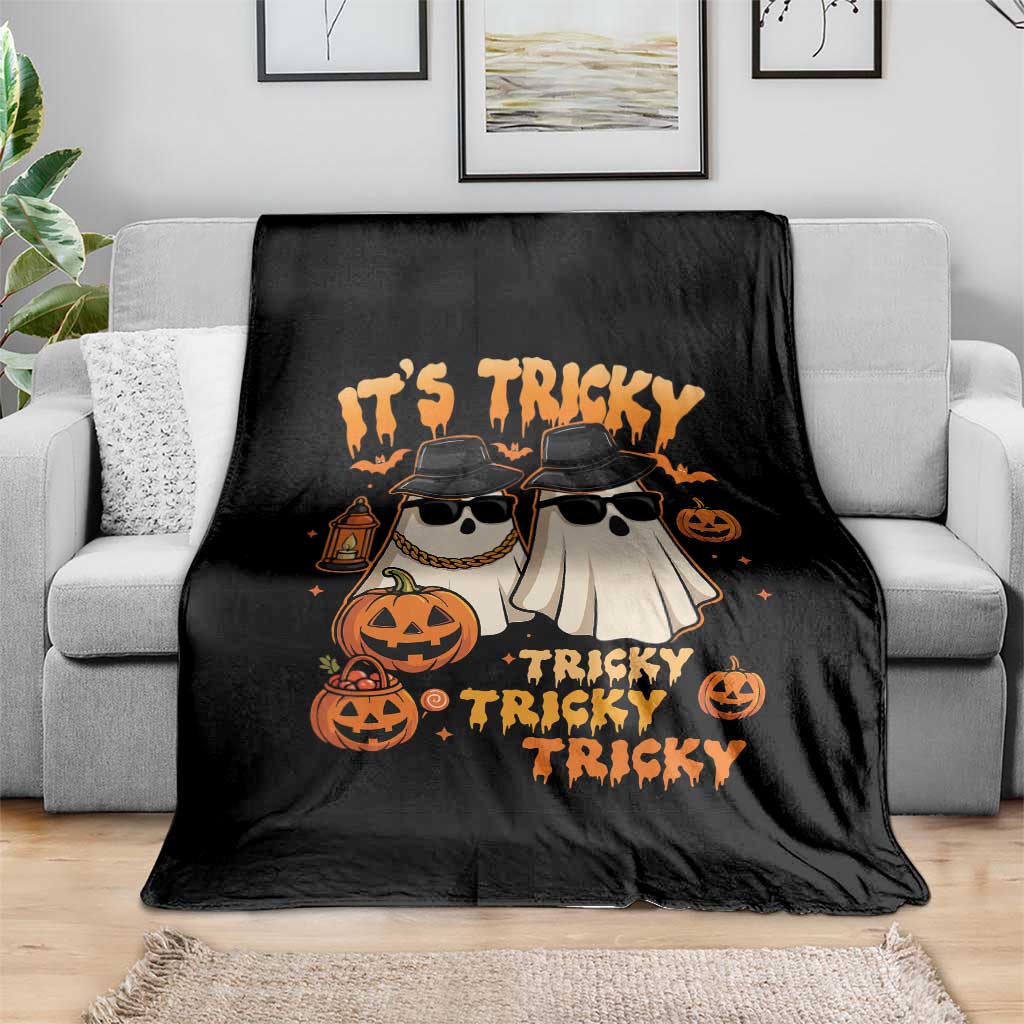 Funny Ghost Throw Blanket It's Tricky Tricky Tricky 90s Nostalgia Halloween Costume TS10 Print Your Wear