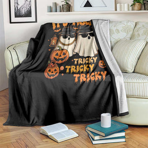 Funny Ghost Throw Blanket It's Tricky Tricky Tricky 90s Nostalgia Halloween Costume TS10 Print Your Wear