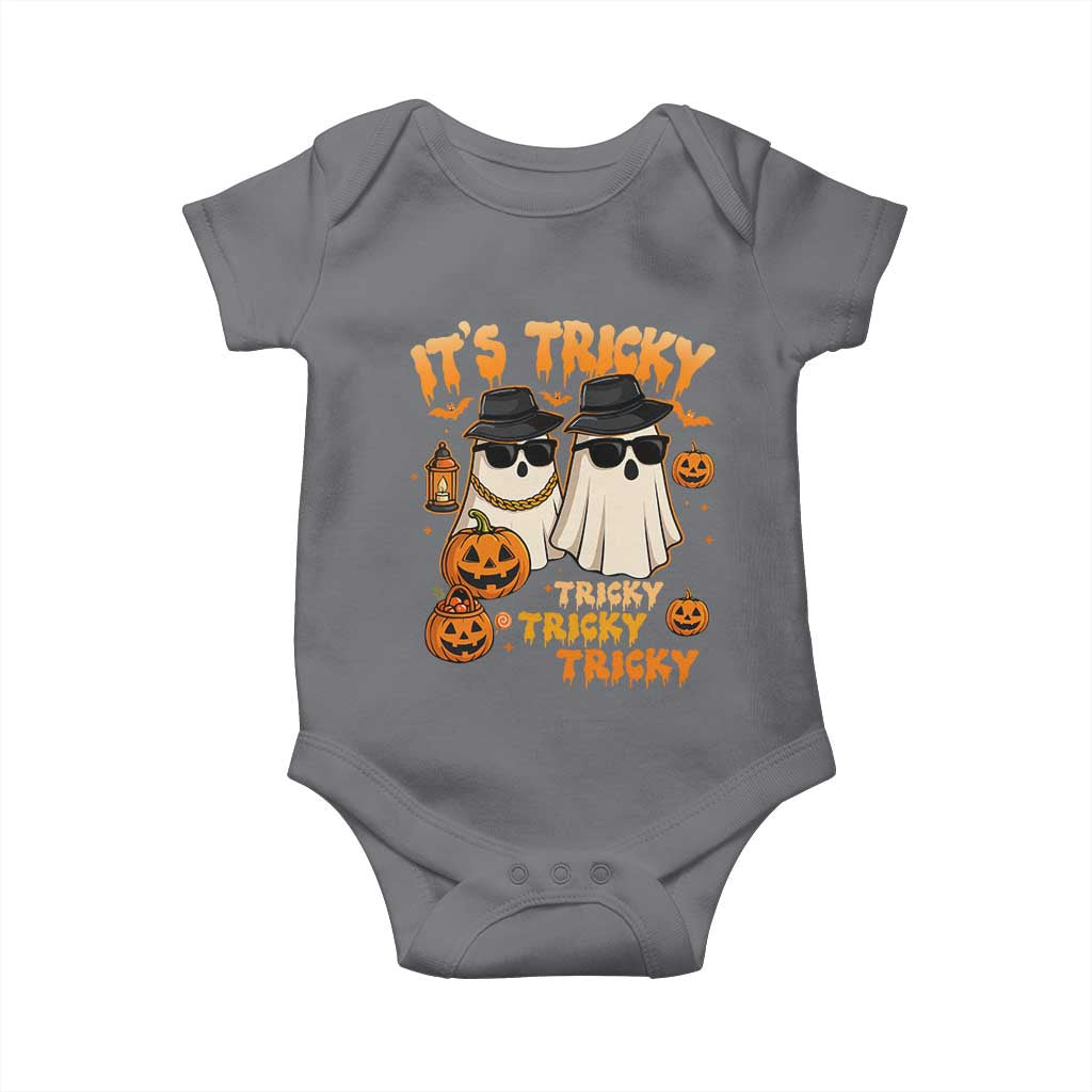 Funny Ghost Baby Onesie It's Tricky Tricky Tricky 90s Nostalgia Halloween Costume TS10 Charcoal Print Your Wear