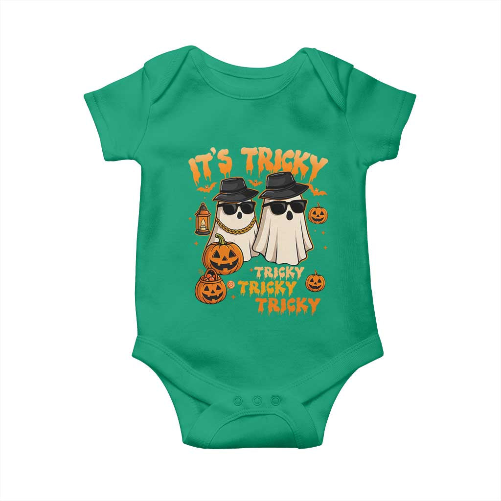 Funny Ghost Baby Onesie It's Tricky Tricky Tricky 90s Nostalgia Halloween Costume TS10 Irish Green Print Your Wear