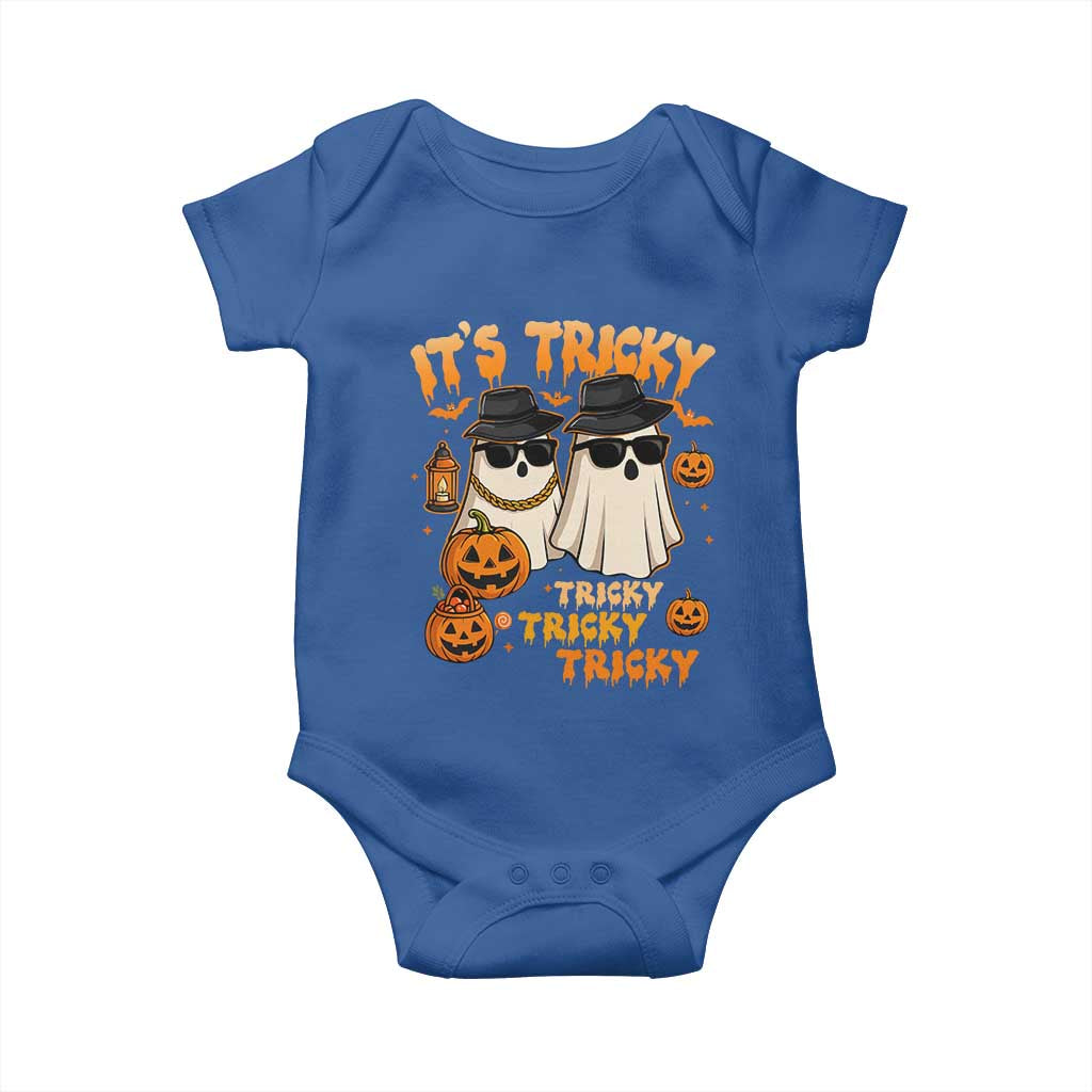 Funny Ghost Baby Onesie It's Tricky Tricky Tricky 90s Nostalgia Halloween Costume TS10 Royal Blue Print Your Wear
