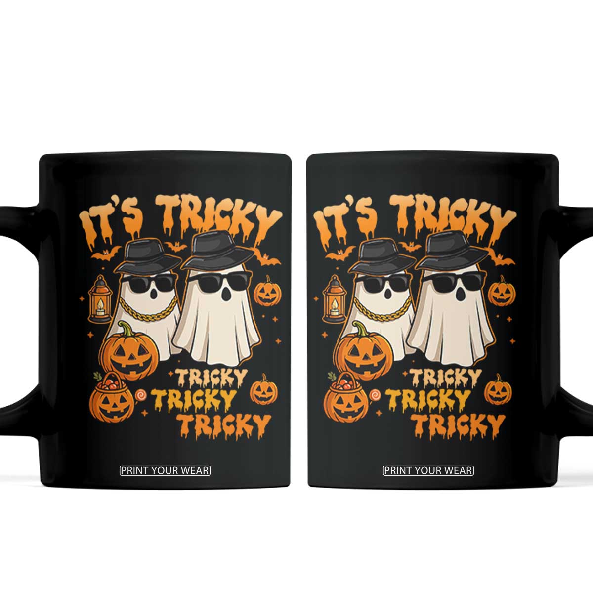 Funny Ghost Coffee Mug It's Tricky Tricky Tricky 90s Nostalgia Halloween Costume TS10 Black Print Your Wear