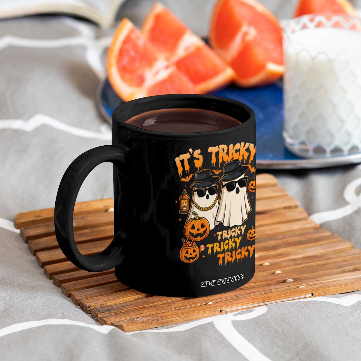 Funny Ghost Coffee Mug It's Tricky Tricky Tricky 90s Nostalgia Halloween Costume TS10 Print Your Wear